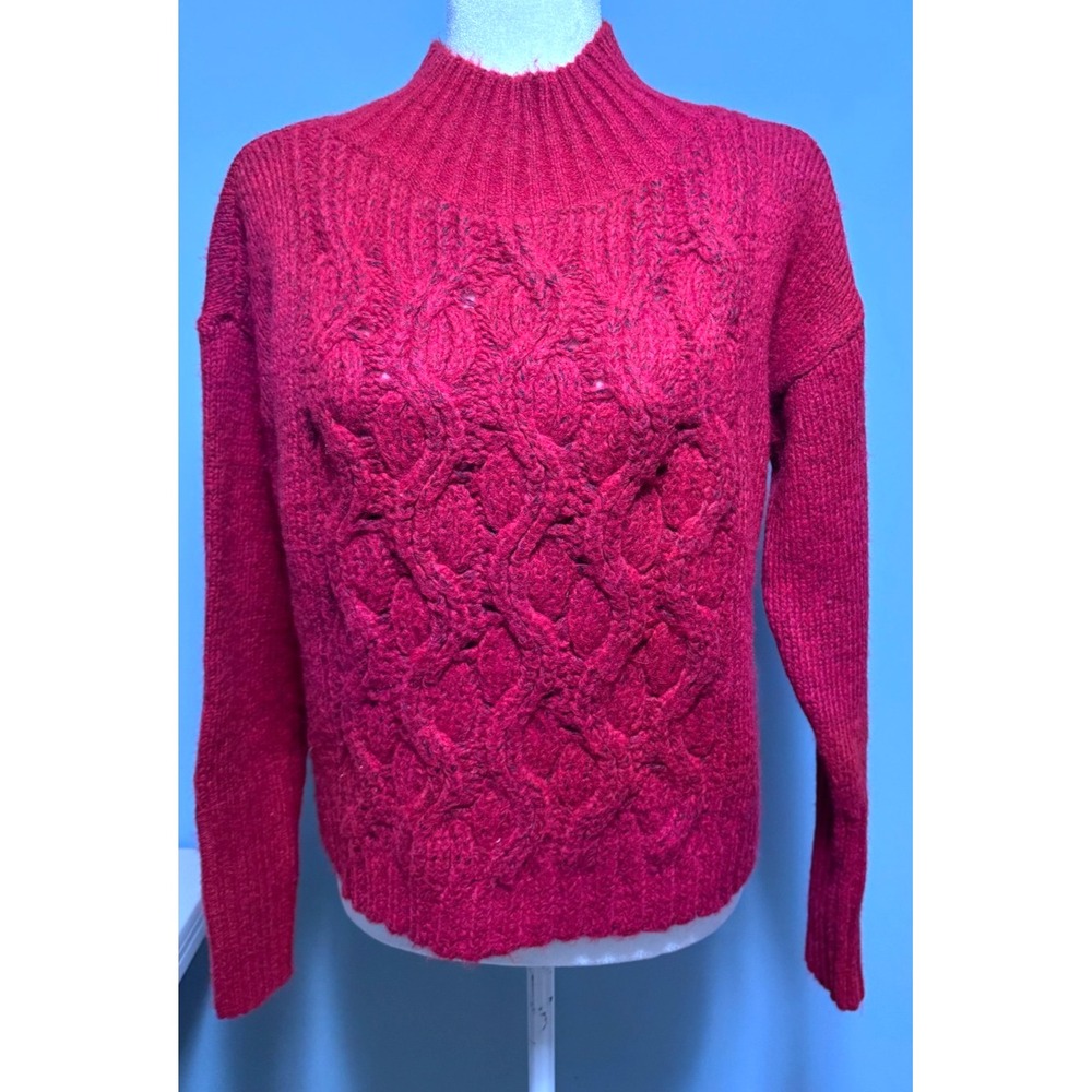 White House Black Market Outlet Women XS  Sweater Cable Knit Mock Neck Pullover